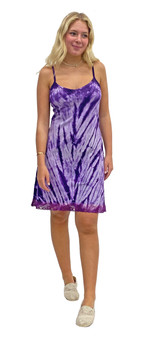 2141 Short Tie Dye Dress with Lace Hem
