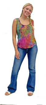 2192 Tie Dye Tank with Lace Up Back