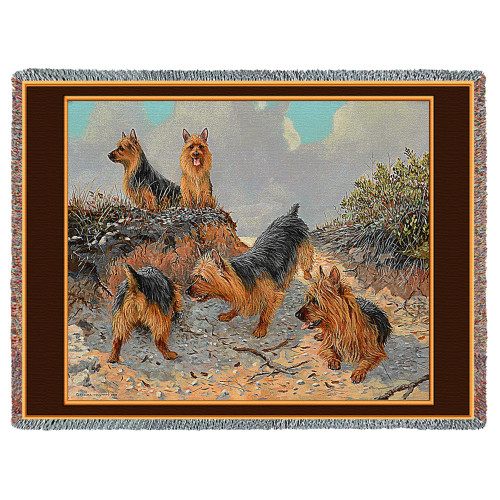 Australian Terrier Aussie- Claudia Coleman - Cotton Woven Blanket Throw - Made in the USA (72x54) Tapestry Throw