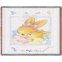 Baby Bunny Hugs Mini Blanket Tapestry Throw