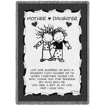 Mother Daughter - Marci - Cotton Woven Blanket Throw - Made in the USA (70x50) Afghan
