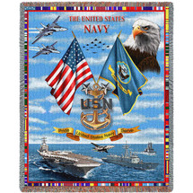 US Navy - Cotton Woven Blanket Throw - Made in the USA (72x54) Tapestry Throw