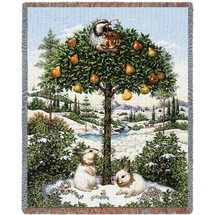 Partridge In A Pear Tree - Lynn Bywaters - Cotton Woven Blanket Throw - Made in the USA (72x54) Tapestry Throw