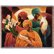 Caress - Caribbean Style - Keith Mallett - Cotton Woven Blanket Throw - Made in the USA (72x54) Tapestry Throw