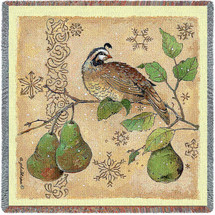 Partridge and Pears - Anita Phillips - Lap Square Cotton Woven Blanket Throw - Made in the USA (54x54) Lap Square