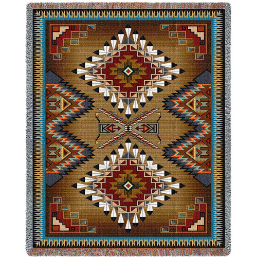 Brazos - XX Large -Southwest Native American Inspired Tribal Camp - Cotton Woven Blanket Throw - Made in the USA (90x60) Tapestry Throw XL