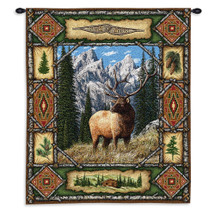 Elk Lodge | Woven Tapestry Wall Art Hanging | Ornate Rustic Hunting Cabin Decor | Cotton | Made in the USA | Size 34x26 Wall Tapestry