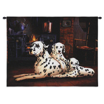Dalmatian by Robert May | Woven Tapestry Wall Art Hanging | Vibrant Reasistic Dog Family Portrait | Cotton | Made in the USA | Size 34x26 Wall Tapestry