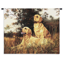 Golden Retriever | Woven Tapestry Wall Art Hanging | Dogs on Warm Autumn Landscape | 100% Cotton USA Size 34x26 Wall Tapestry