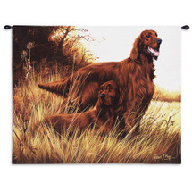 Irish Setter by Robert May | Woven Tapestry Wall Art Hanging | Dogs on Field Oil Painting | 100% Cotton USA Size 34x26 Wall Tapestry