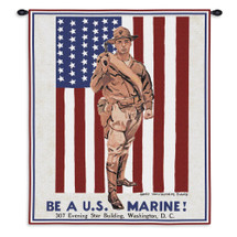 Be a Marine | Woven Tapestry Wall Art Hanging | Vintage US Armed Forces Recruitment Poster | 100% Cotton USA Size 36x24 Wall Tapestry