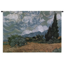 Wheat Field with Cypresses by Vincent van Gogh | Woven Tapestry Wall Art Hanging | Post Impressionist Golden Field Landscape Masterpiece | 100% Cotton USA Size 32x27 Wall Tapestry