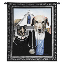 Animal Gothic by Melinda Copper | Woven Tapestry Wall Art Hanging | Blue Brown Gothic Humor Classic | 100% Cotton USA Size 34x26 Wall Tapestry