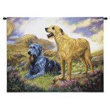 Irish Wolfhound by Robert May | Woven Tapestry Wall Art Hanging | Pair of Dogs on Field Oil Painting | 100% Cotton USA Size 34x26 Wall Tapestry