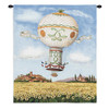Hot Air Balloon Flight over Sunflowers by Alexandra Churchill | Woven Tapestry Wall Art Hanging | Whimsical French Ride over Village Field | 100% Cotton USA Size 34x26 Wall Tapestry