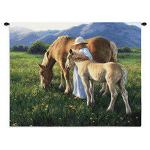 Beautiful Blondes | Woven Tapestry Wall Art Hanging | Rich Equestrian Landscape | 100% Cotton USA Size 34x26 Wall Tapestry