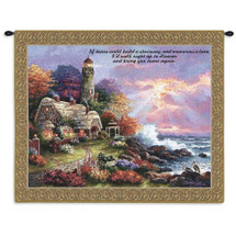 Heaven's Light by James Lee | Woven Tapestry Wall Art Hanging | Lush Seaside Lighthouse Inspirational Religious Artwork | 100% Cotton USA Size 34x26 Wall Tapestry