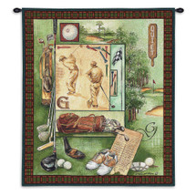 Quiet | Woven Tapestry Wall Art Hanging | Vintage Golf Collage on Course Green | 100% Cotton USA Size 34x26 Wall Tapestry