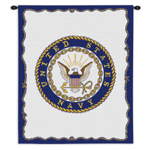 Navy | Woven Tapestry Wall Art Hanging | Patriotic US Military Logo | 100% Cotton USA Size 34x26 Wall Tapestry