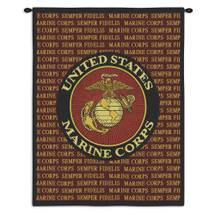 Semper Fi Marine Corp | Woven Tapestry Wall Art Hanging | US Armed Forces Logo Patriotic Artwork | 100% Cotton USA Size 34x26 Wall Tapestry