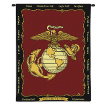 Marine Corps | Woven Tapestry Wall Art Hanging | US Armed Forces Symbolism | Cotton | Made in the USA | Size 34x26 Wall Tapestry