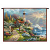 Coastal Splendor | Woven Tapestry Wall Art Hanging | Colorful Cottage Lighthouse Scene | 100% Cotton USA Size 34x26 Wall Tapestry