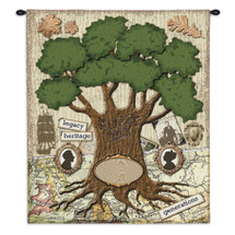 The Family | Woven Tapestry Wall Art Hanging | Family Tree Ancestor Collage | 100% Cotton USA Size 34x26 Wall Tapestry