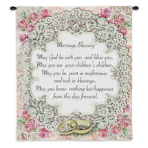 Marriage Blessing II | Woven Tapestry Wall Art Hanging | Inspirational Wedding Gift with Roses | 100% Cotton USA Size 34x26 Wall Tapestry
