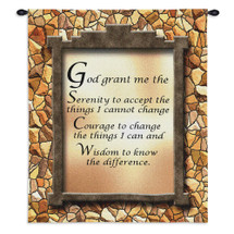 God Grant Me the Serenity II | Woven Tapestry Wall Art Hanging | Noble Religious Prayer on Stone Background | 100% Cotton USA Size 34x26 Wall Tapestry