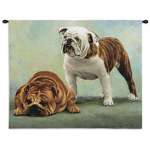 I Said I Was Sorry by Bob Christie | Woven Tapestry Wall Art Hanging | Apologetic Bulldogs - Dog Lover's Decor | 100% Cotton USA Size 34x26 Wall Tapestry
