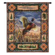 Pheasant Lodge | Woven Tapestry Wall Art Hanging | Rustic Hunting Cabin Decor | 100% Cotton USA Size 33x26 Wall Tapestry