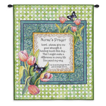 Nurse's Prayer | Woven Tapestry Wall Art Hanging | Philippians 4:13 on Bright Floral Frame Christian Religious Artwork | 100% Cotton USA Size 34x26 Wall Tapestry