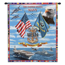 Navy Chiefs | Woven Tapestry Wall Art Hanging | Military Aircraft Carrier Patriotic American Artwork | 100% Cotton USA Size 34x26 Wall Tapestry