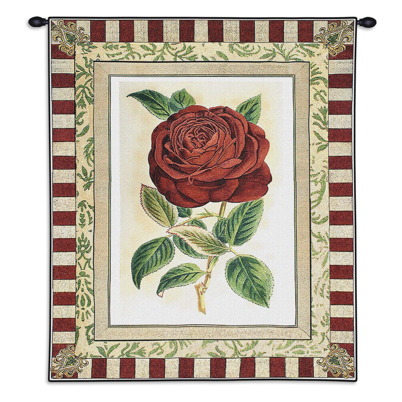 Red Rose II Woven Tapestry Wall Art Hanging Floral Still Life with