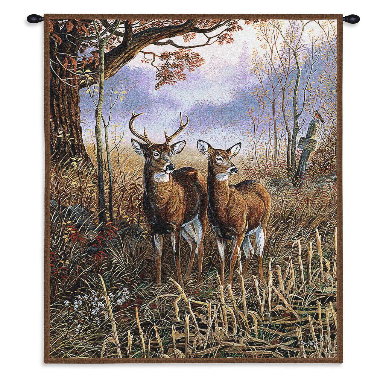 Country Treasures Woven Tapestry Wall Art Hanging Deer on Field