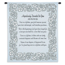 Wedding Embroidery Silver | Woven Tapestry Wall Art Hanging | Romantic Anniversary Poem with Soft Floral Border | 100% Cotton USA Size 34x26 Wall Tapestry
