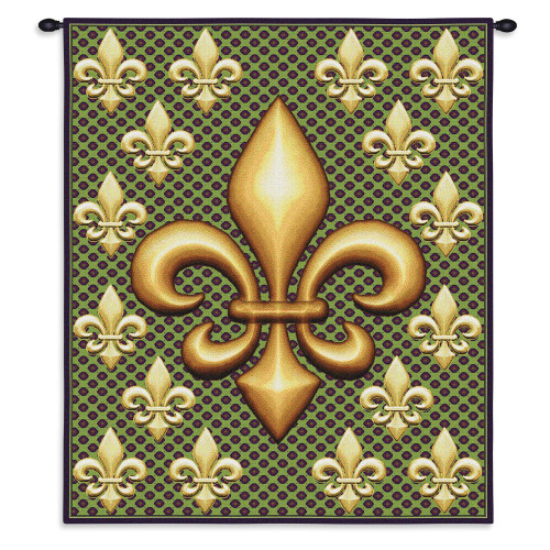 Fleur de Lis | Woven Tapestry Wall Art Hanging | New Orleans Royal French Symbol Artwork | 100% Cotton USA Size 34x26 Wall Tapestry