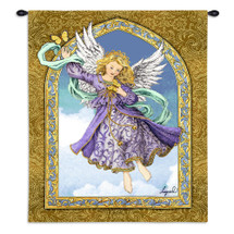Lavender Purple Angel by Lugrid | Woven Tapestry Wall Art Hanging | Elegant Spiritual Figure with Butterflies | 100% Cotton USA Size 34x26 Wall Tapestry