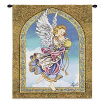 Angel and Baby by Lugrid | Woven Tapestry Wall Art Hanging | Motherly Spiritual Guide Holding Newborn | 100% Cotton USA Size 34x26 Wall Tapestry