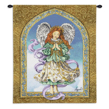 Angel in Prayer by Lugrid | Woven Tapestry Wall Art Hanging | Peaceful Beautiful Guardian Praying | 100% Cotton USA Size 34x26 Wall Tapestry