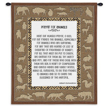 Prayer For Animals | Woven Tapestry Wall Art Hanging | Globally Inspired Texturally Modern Prayer with Animal Border | 100% Cotton USA Size 34x26 Wall Tapestry
