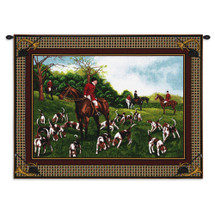 Fox Hunt | Woven Tapestry Wall Art Hanging | Victorian Hunting Dogs | 100% Cotton USA Size 34x26 Wall Tapestry