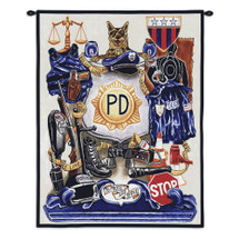 Policeman Pride | Woven Tapestry Wall Art Hanging | Law Enforcement Appreciation Artwork | 100% Cotton USA Size 34x26 Wall Tapestry