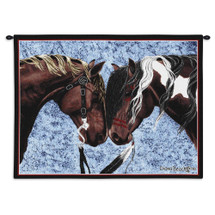 Warriors Truce | Woven Tapestry Wall Art Hanging | Friendly Equestrian Duo | 100% Cotton USA Size 34x26 Wall Tapestry