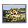 Golden Retriever with Puppies by Bob Christie | Woven Tapestry Wall Art Hanging | Dog Family on River Meadow | 100% Cotton USA Size 34x26 Wall Tapestry