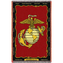 US Marine Corps - Semper Fidelis Emblem - Cotton Woven Blanket Throw - Made in the USA (70x50) Afghan