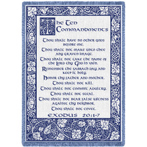 Ten Commandments - Blue - Exodus 20:1:7 - Scriptures - Cotton Woven Blanket Throw - Made in the USA (70x50) Afghan