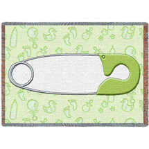 Diaper Pin Green Mini Blanket Tapestry Throw
