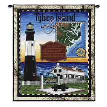 Tybee | Woven Tapestry Wall Art Hanging | Historic Atlantic Ocean Lighthouse Island | Cotton | Made in the USA | Size 54x43 Wall Tapestry