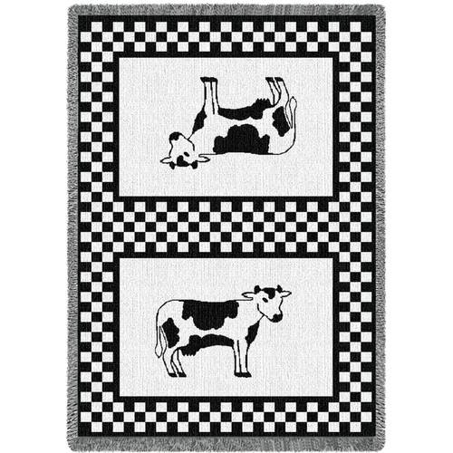 Bessie The Cow - Our First Blanket - Cotton Woven Blanket Throw - Made in the USA (70x50) Afghan